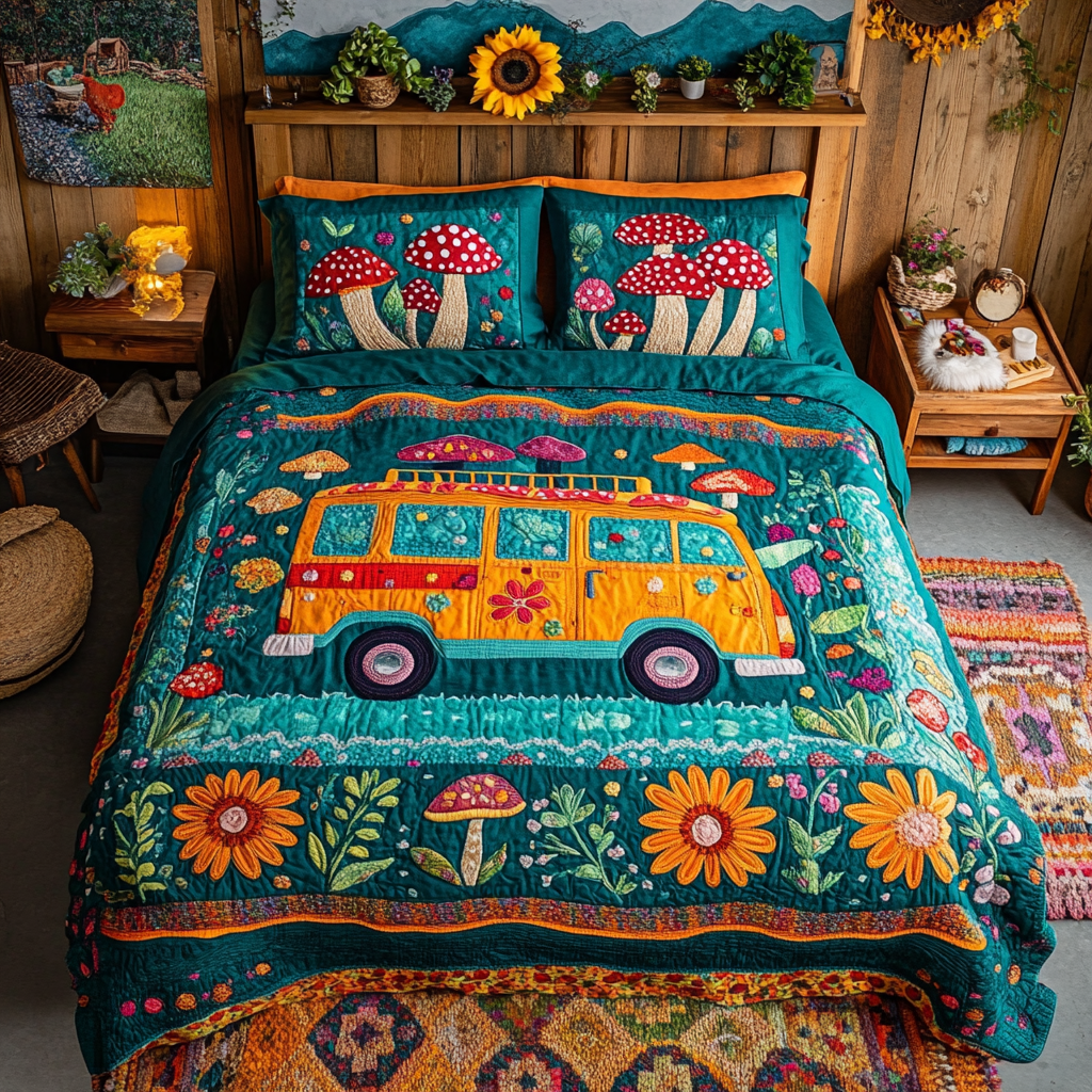 Sunflower Magic 3-Piece Quilted Bedding Set - Single (59" x 70")