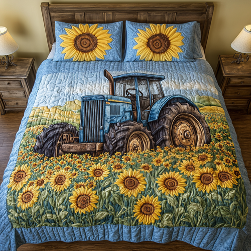 Sunflower Ride 3-Piece Quilted Bedding Set - Single (59" x 70")