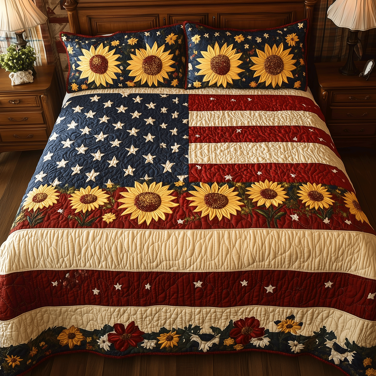 Sunflower Spirit 3-Piece Quilted Bedding Set - Single (59" x 70")