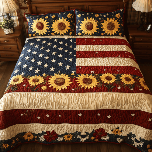 Sunflower Spirit 3-Piece Quilted Bedding Set - Single (59" x 70")