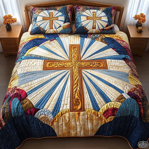 Sunlit Cross 3-Piece Quilted Bedding Set - Single (59" x 70")