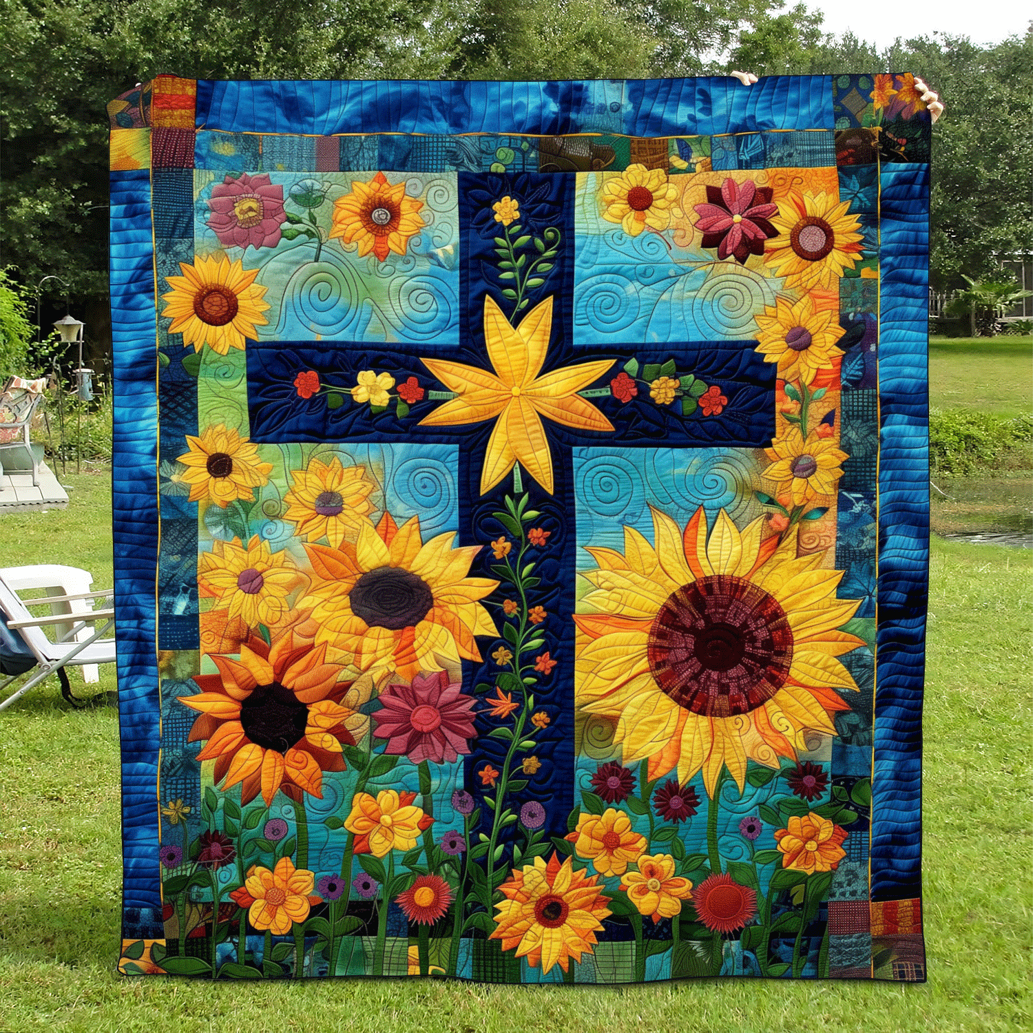 Throw (55'' x 60'') /Sunlit Cross Quilted Blanket