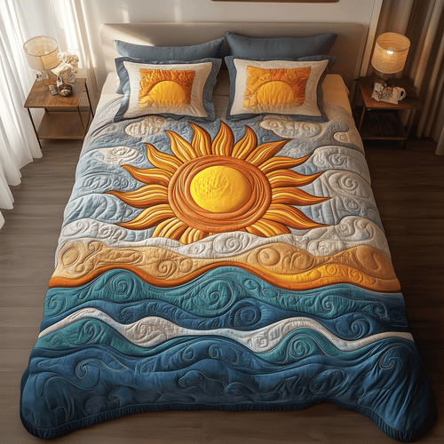 Sunlit Embrace 3-Piece Quilted Bedding Set - Single (59" x 70")