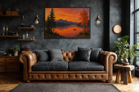 Sunset Over Lake Canvas Wall Art