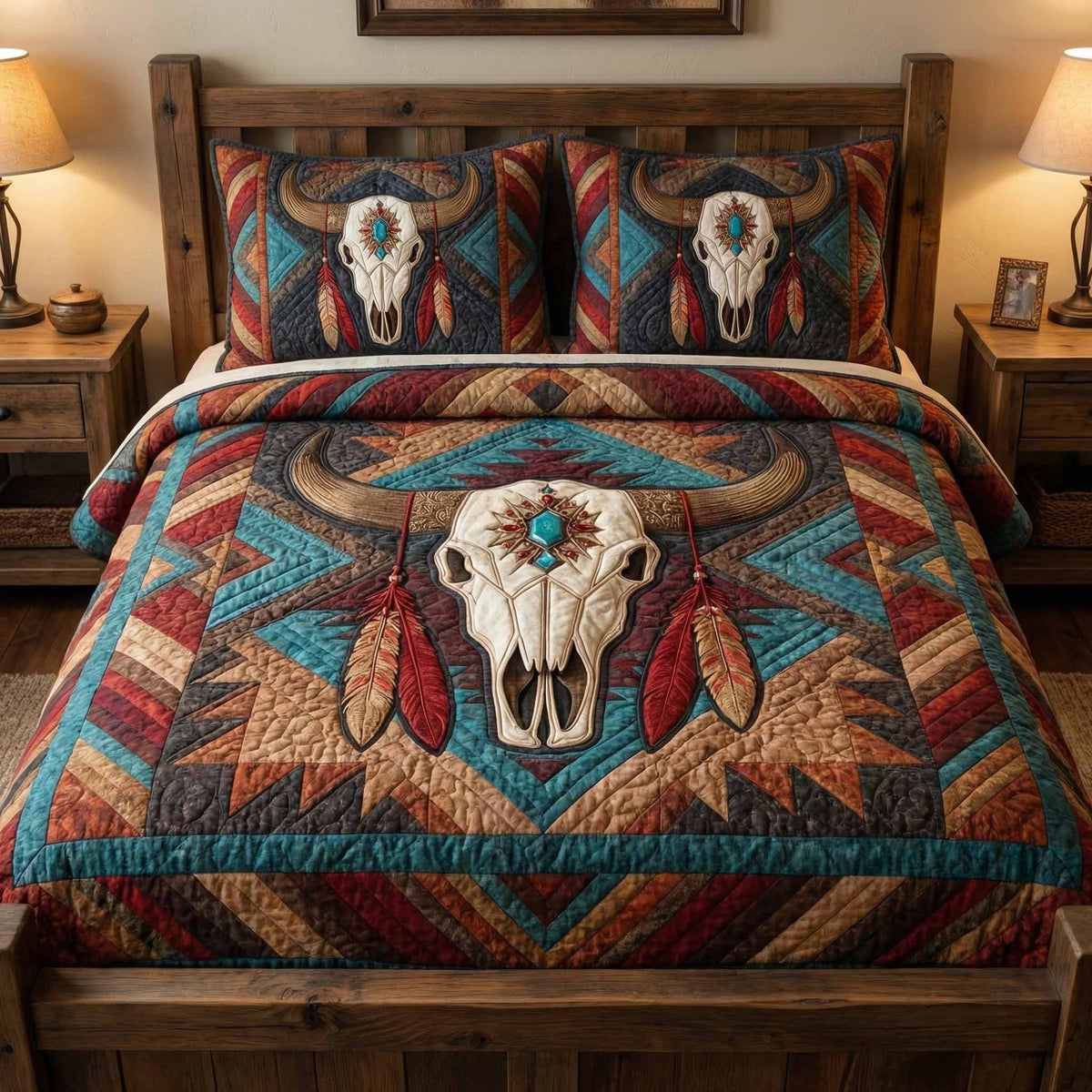 Sunset Longhorn 3-Piece Quilted Bedding Set - Single (59" x 70")