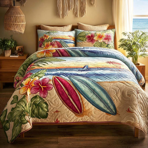 Sunset Surf 3-Piece Quilted Bedding Set - Single (59" x 70")