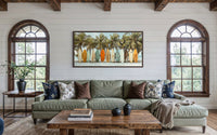 Surfboards On The Beach Framed Canvas Wall Art