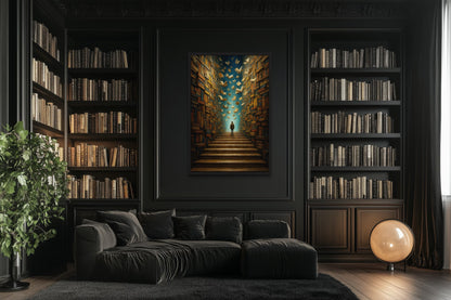 Surreal Library Framed Canvas Wall Art