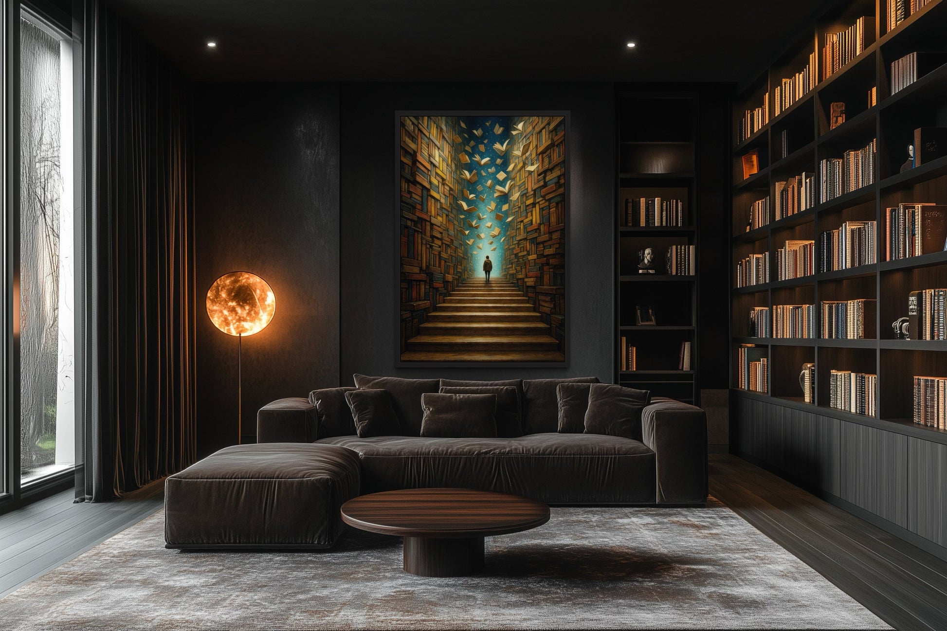 Surreal Library Framed Canvas Wall Art