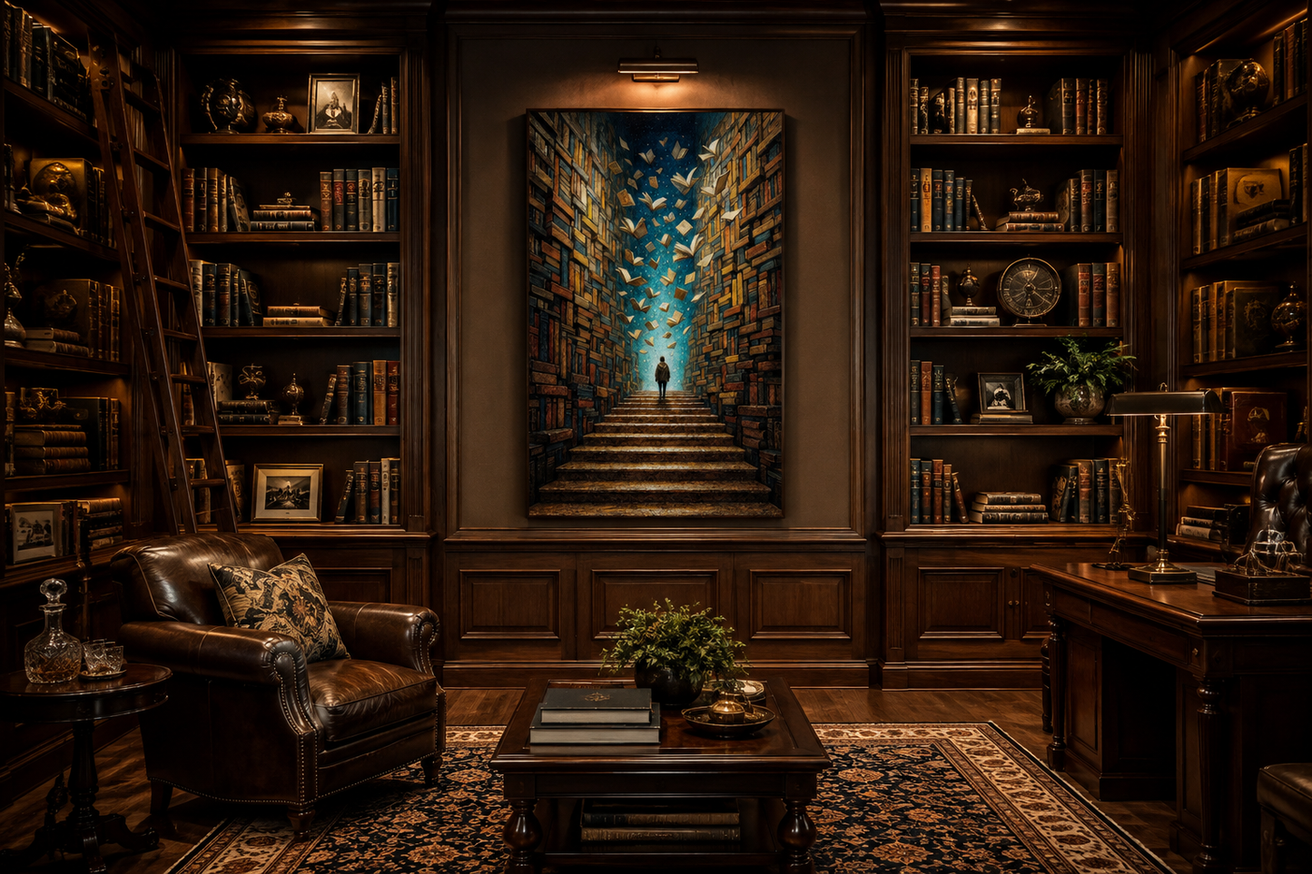 Surreal Library Framed Canvas Wall Art