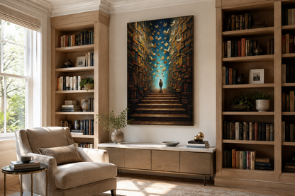 Surreal Library Framed Canvas Wall Art
