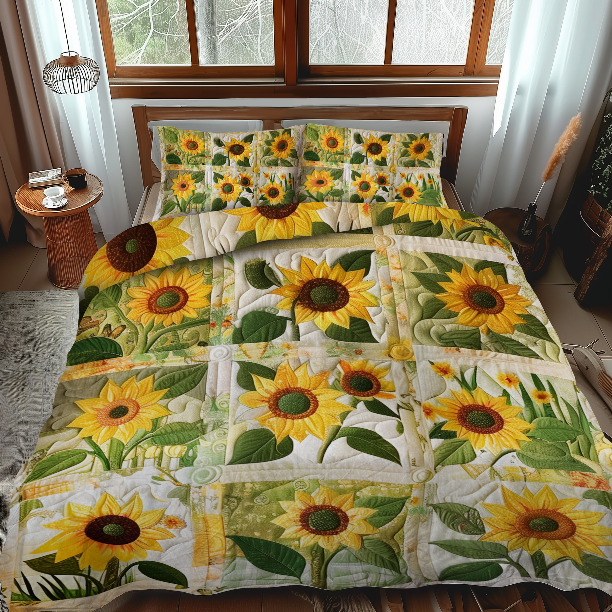 Sweet Sunflowers 3-Piece Quilted Bedding Set - Single (59" x 70")