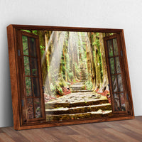 Woodland Forest By The Window Canvas Wall Art