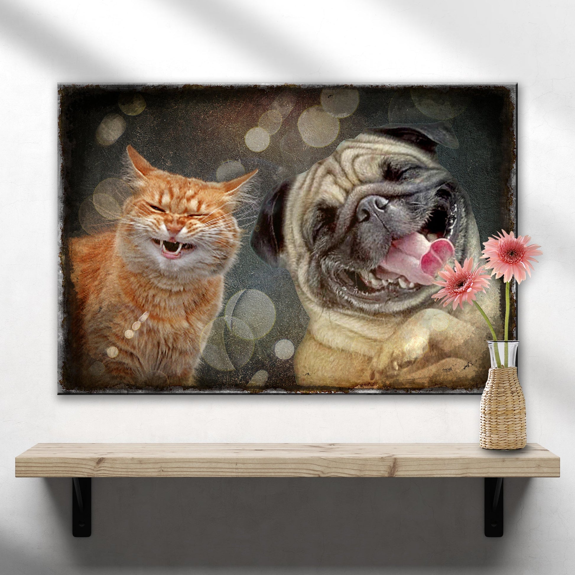Happy Cat Happy Dog Pet Canvas Wall Art