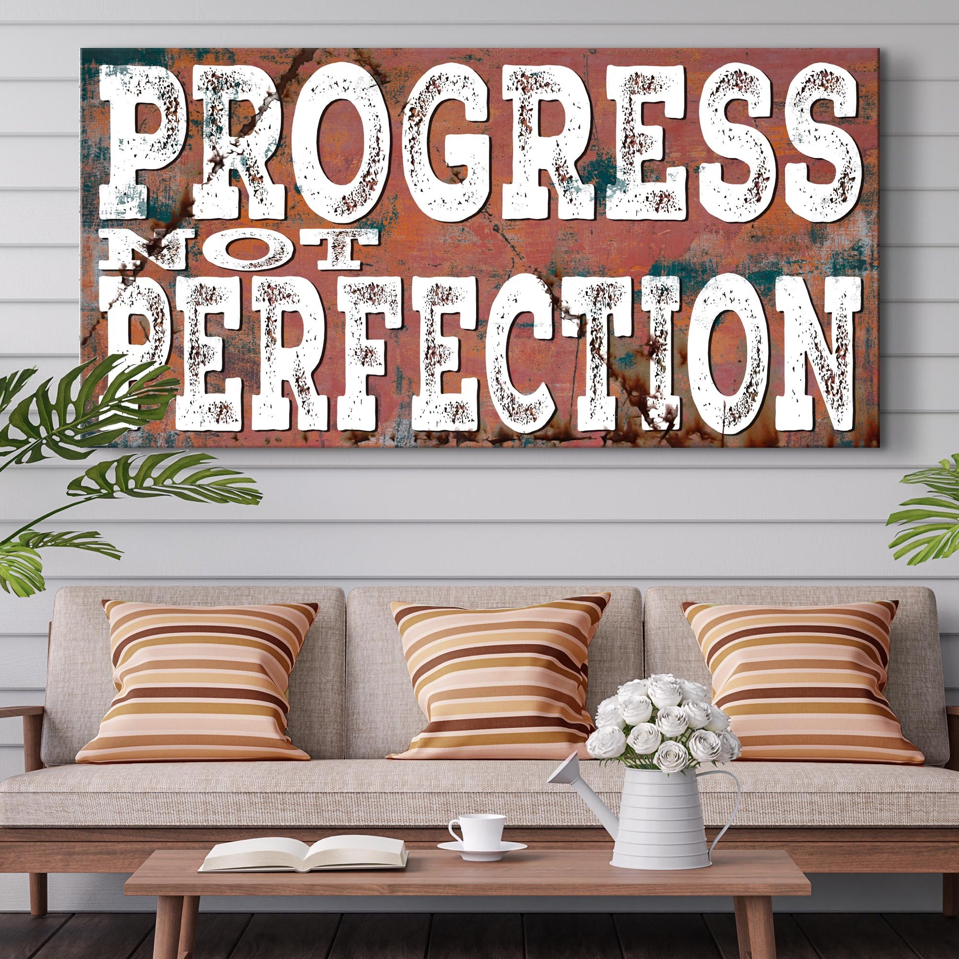 Progress Not Perfection Inspirational Sign II