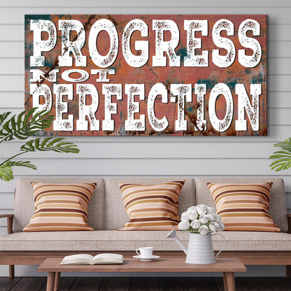 Progress Not Perfection Inspirational Sign II