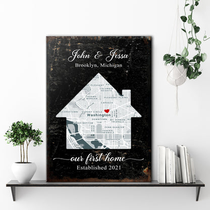 Home Map Sign - Style 1 - canvas
