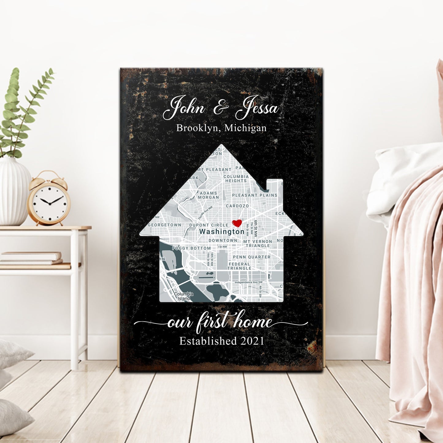 Home Map Sign - canvas