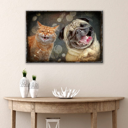 Happy Cat Happy Dog Pet Canvas Wall Art