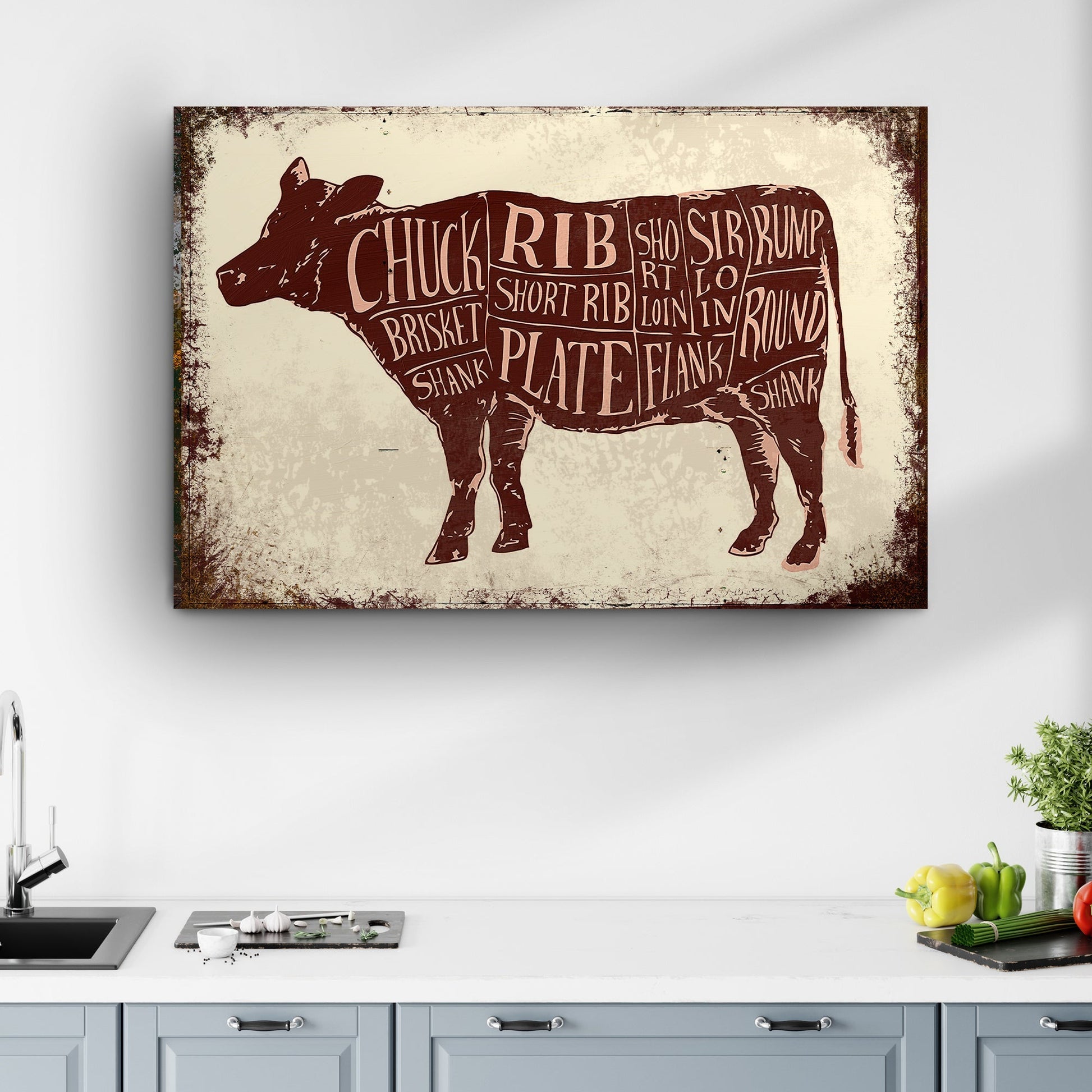 Cow Butcher Kitchen Sign