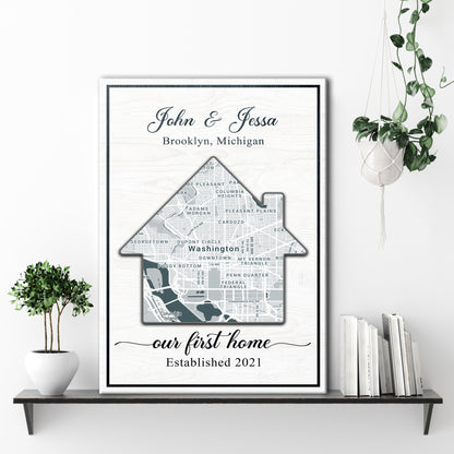 Home Map Sign - canvas