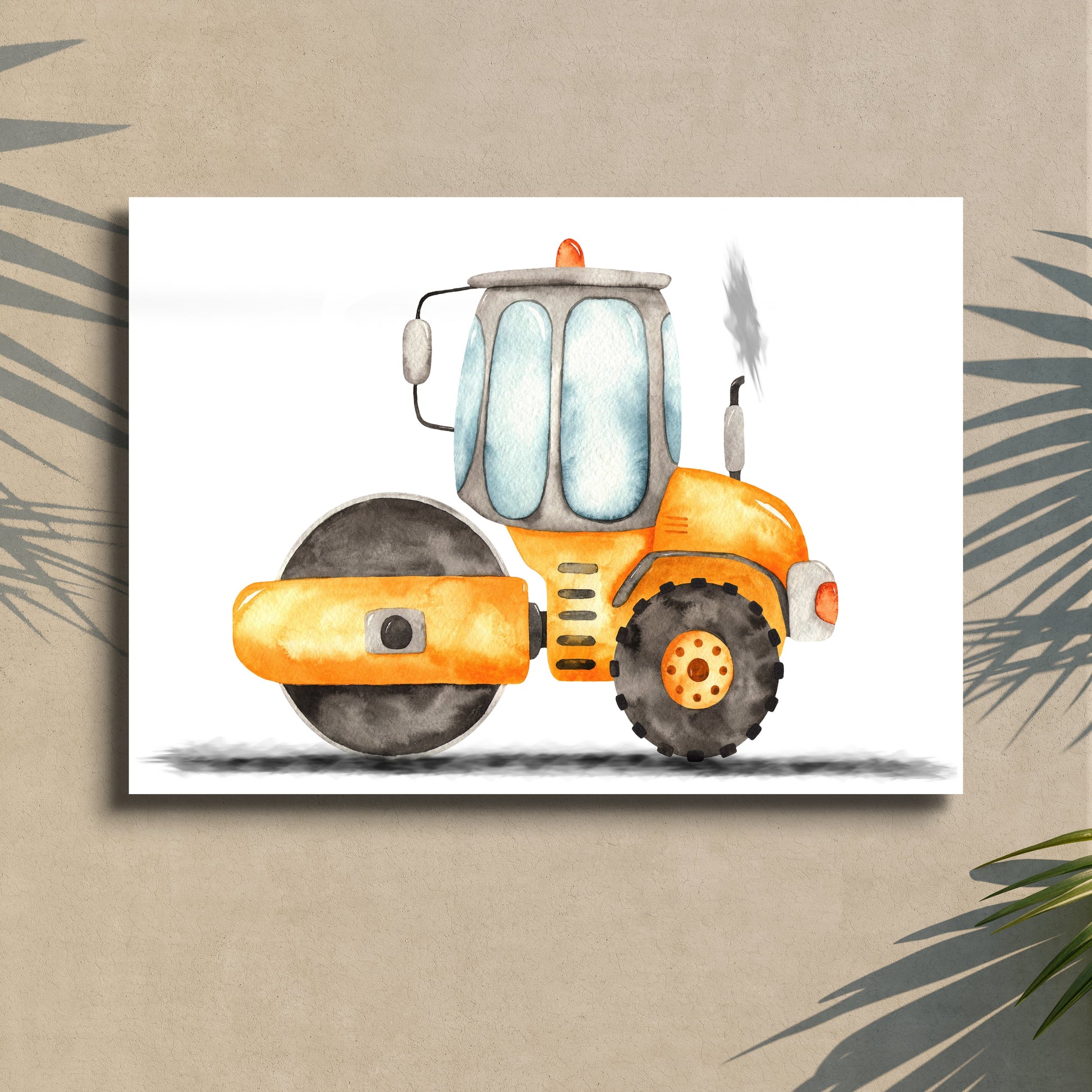 Construction Truck Steam Roller Canvas Wall Art