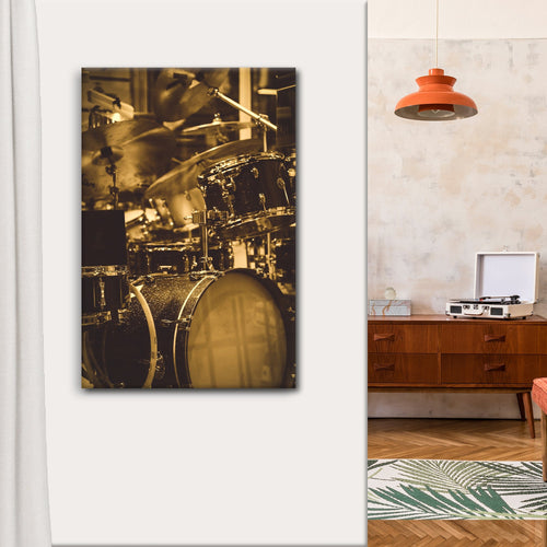 Drums Sepia Canvas Wall Art