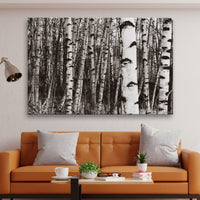 Grayscale Birch Tree Trunks Canvas Wall Art