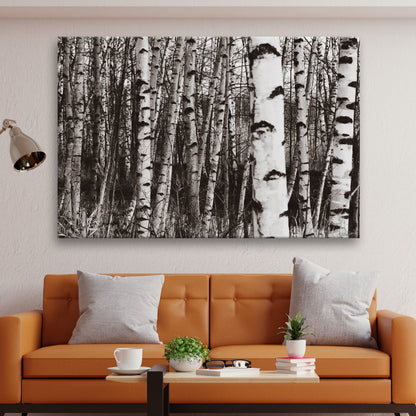 Grayscale Birch Tree Trunks Canvas Wall Art