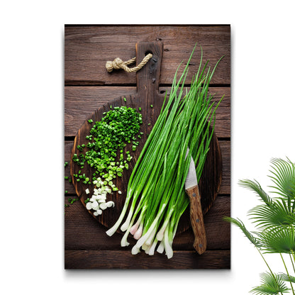 Plant Herb Chopped Chives Canvas Wall Art