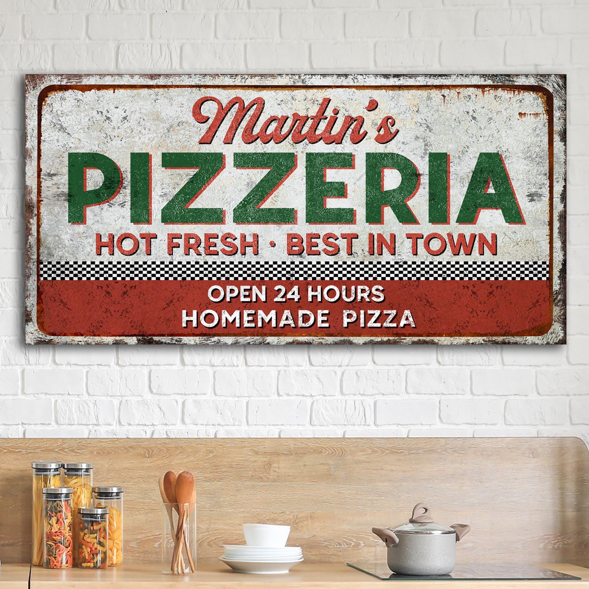 Hot Fresh Best In Town Pizzeria Sign