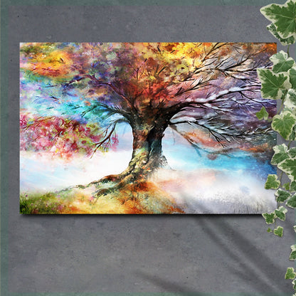 Rainbow Season Tree Canvas Wall Art ()