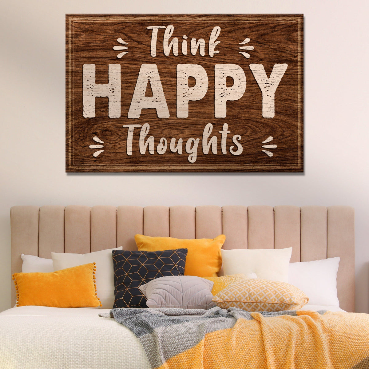 Think Happy Thoughts Motivational Sign II