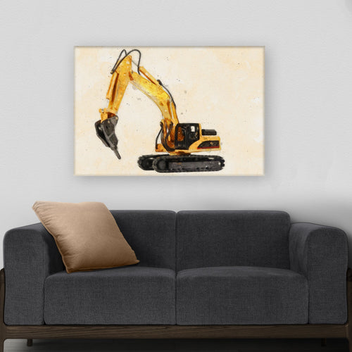 Construction Truck Drill Canvas Wall Art