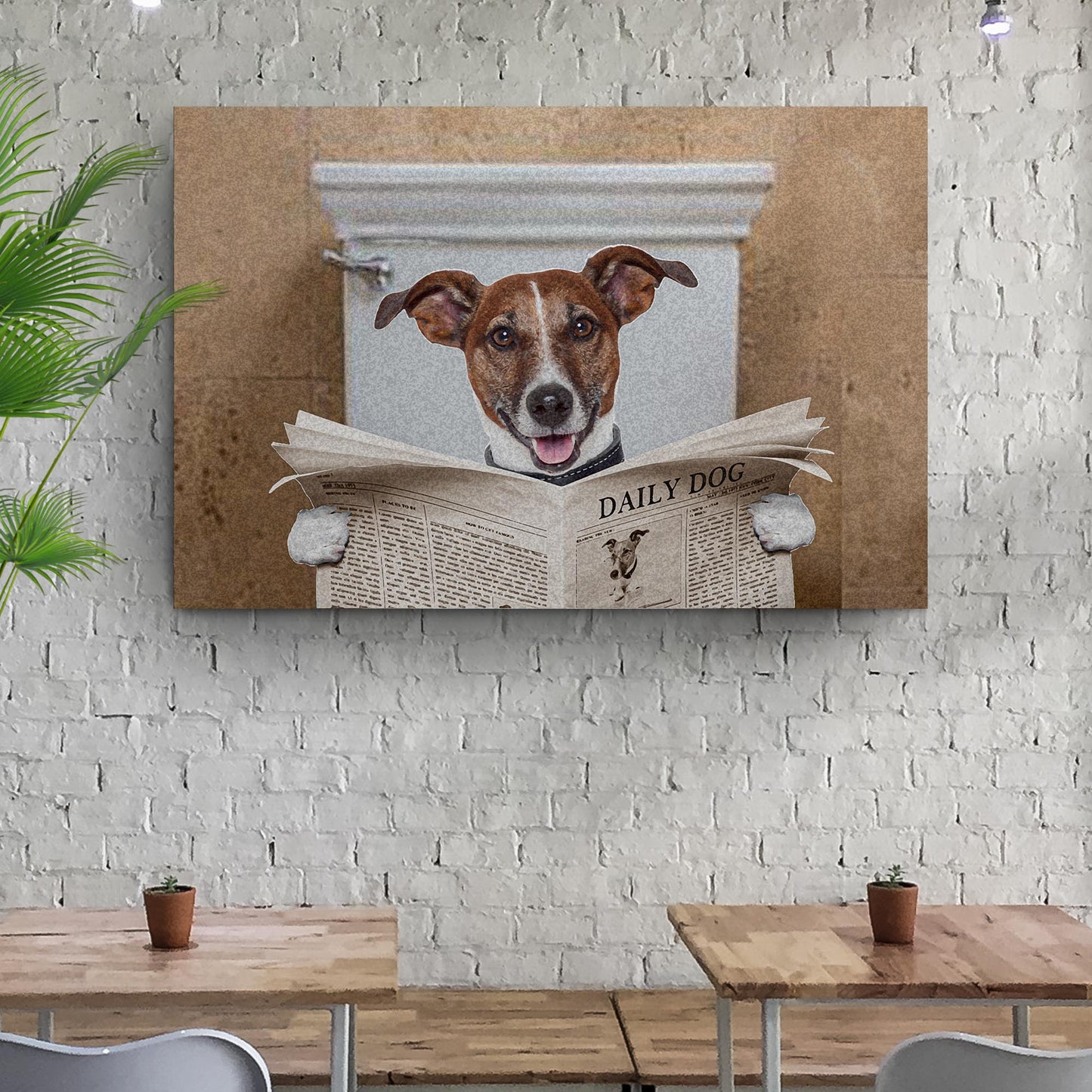 Dog Reading The Newspaper Canvas Wall Art II