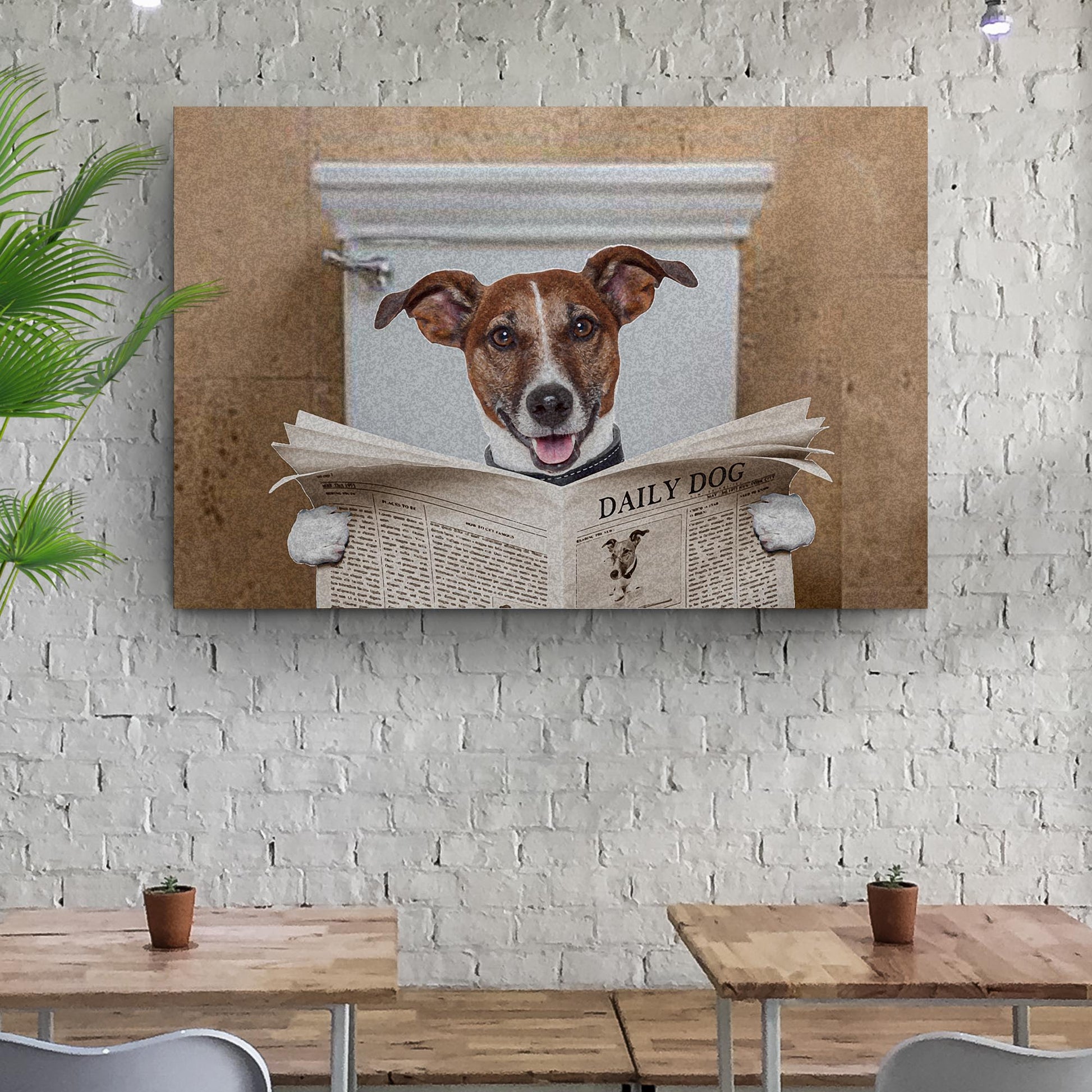 Dog Reading The Newspaper Canvas Wall Art II