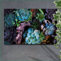 Green And Purple Succulents Canvas Wall Art ()
