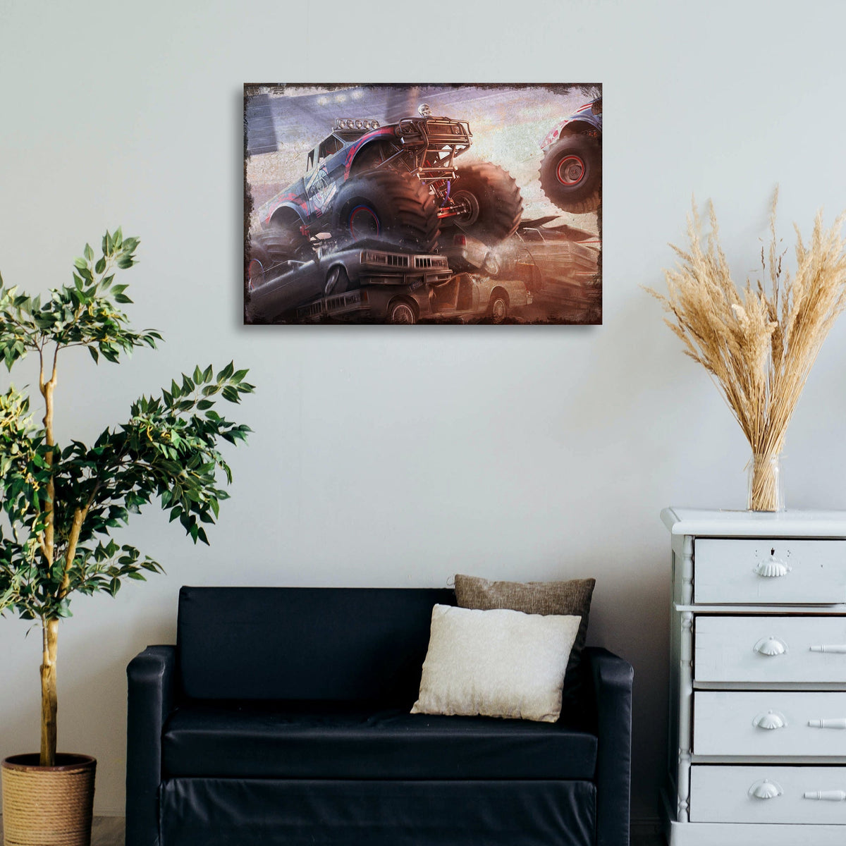 Monster Truck Car Crush Canvas Wall Art