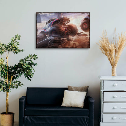 Monster Truck Car Crush Canvas Wall Art
