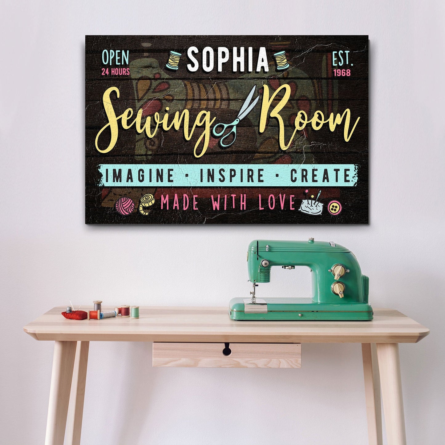 Imagine Inspire Create Sewing Room Sign