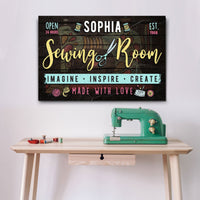 Imagine Inspire Create Sewing Room Sign