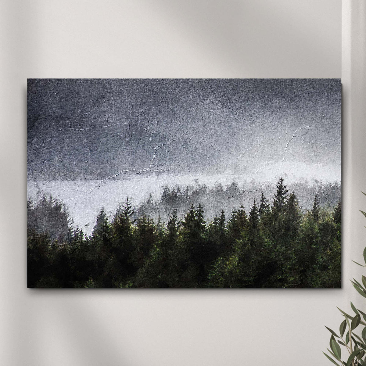 Into The Mist Among The Forest Canvas Wall Art