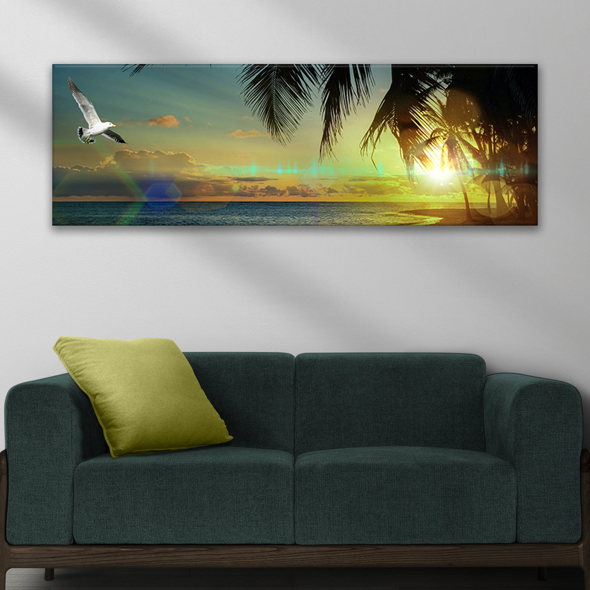 Coconut Trees And Tropical Beach Sunset Canvas Wall Art