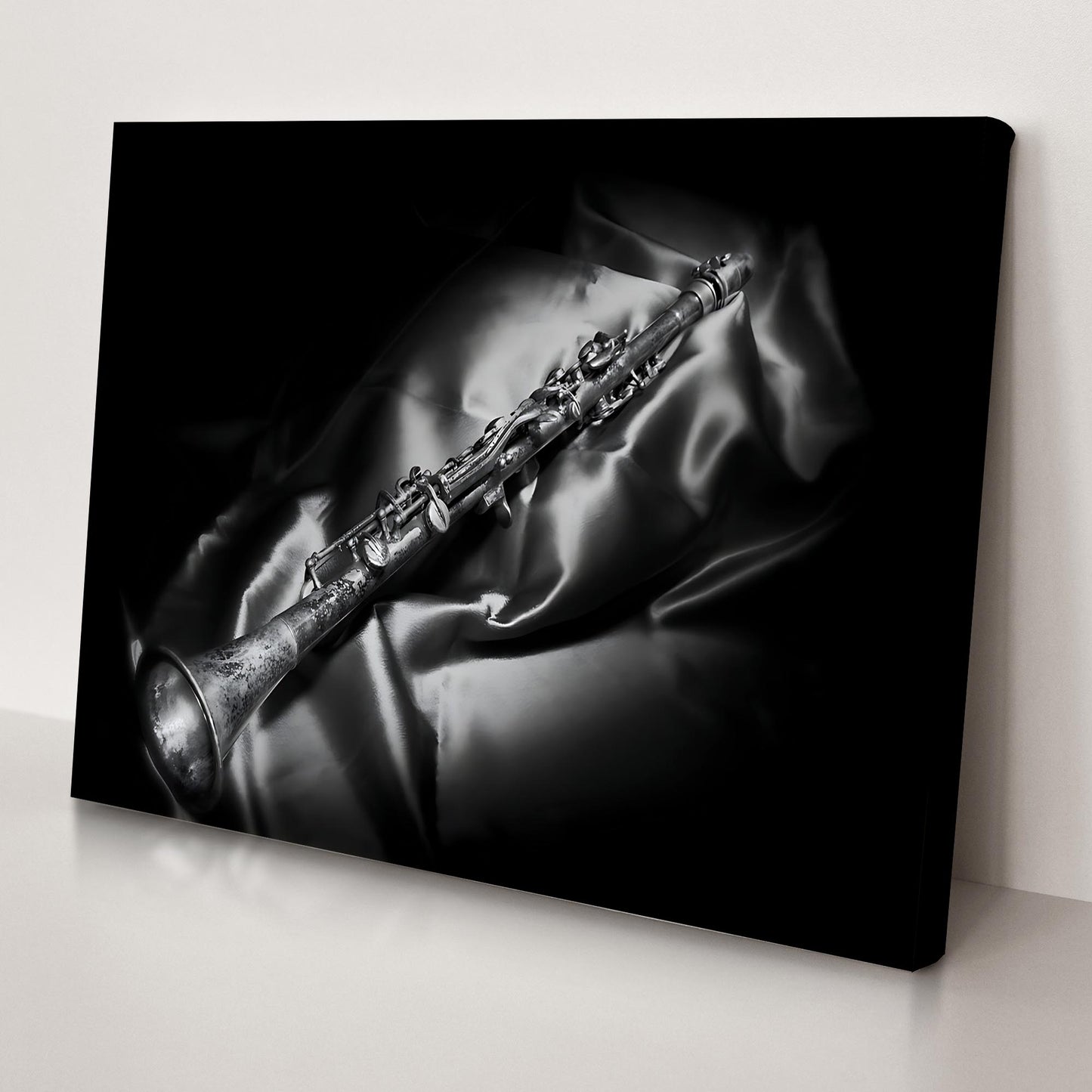 Clarinet Monochrome Canvas Wall Art