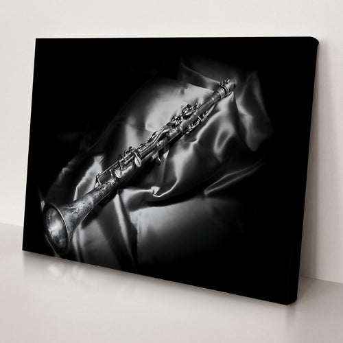 Clarinet Monochrome Canvas Wall Art