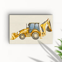 Construction Truck Backhoe Loader Canvas Wall Art