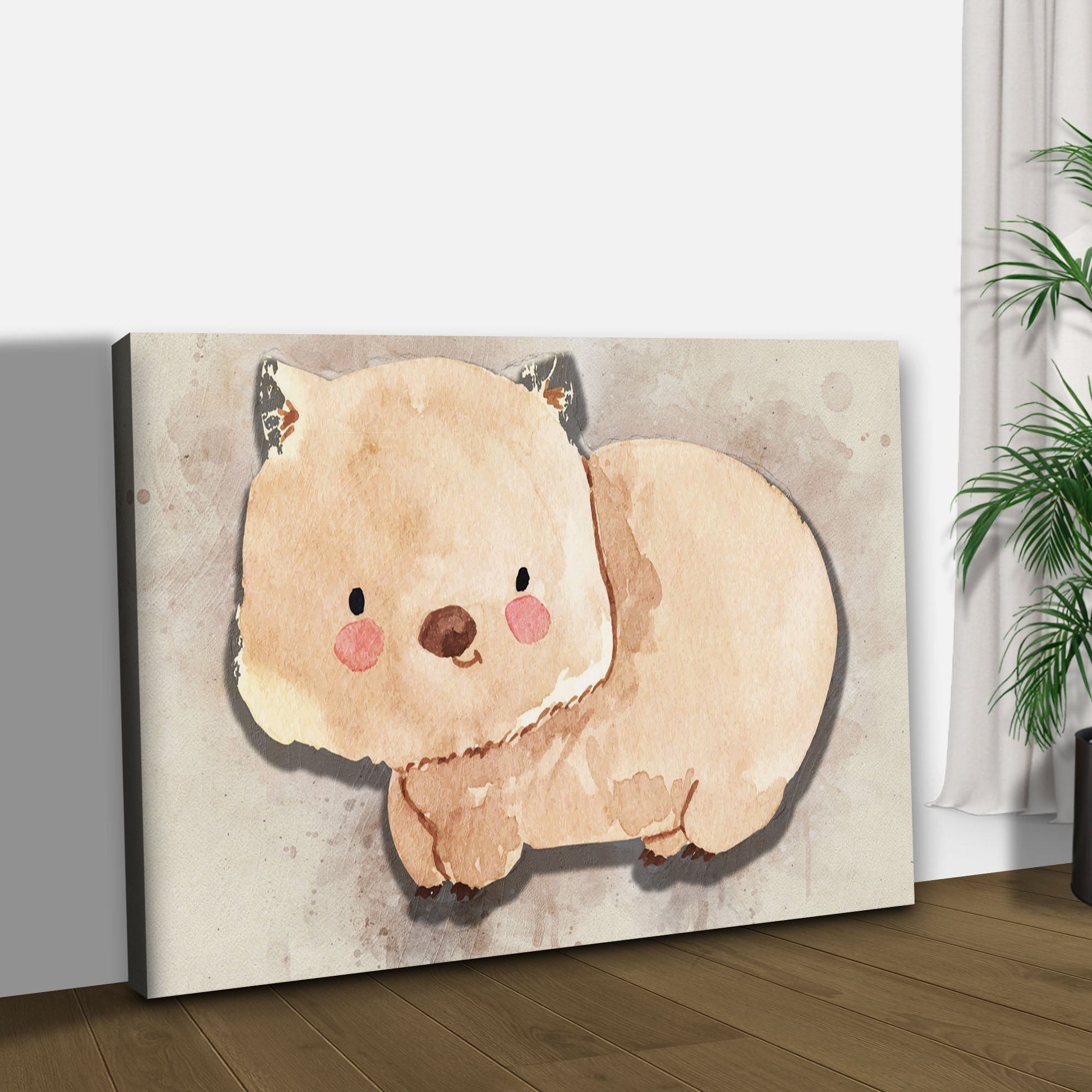 Animals Forest Wombat Watercolor Canvas Wall Art