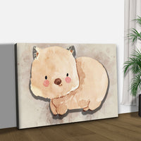 Animals Forest Wombat Watercolor Canvas Wall Art