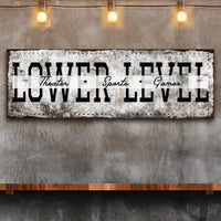 Lower Level Theater Sports Games Basement Bar Sign