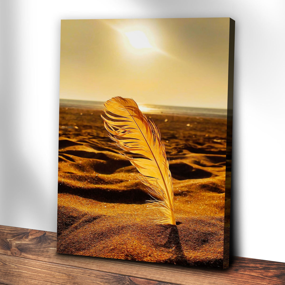 Decor Elements Feather Gold Canvas Wall Art